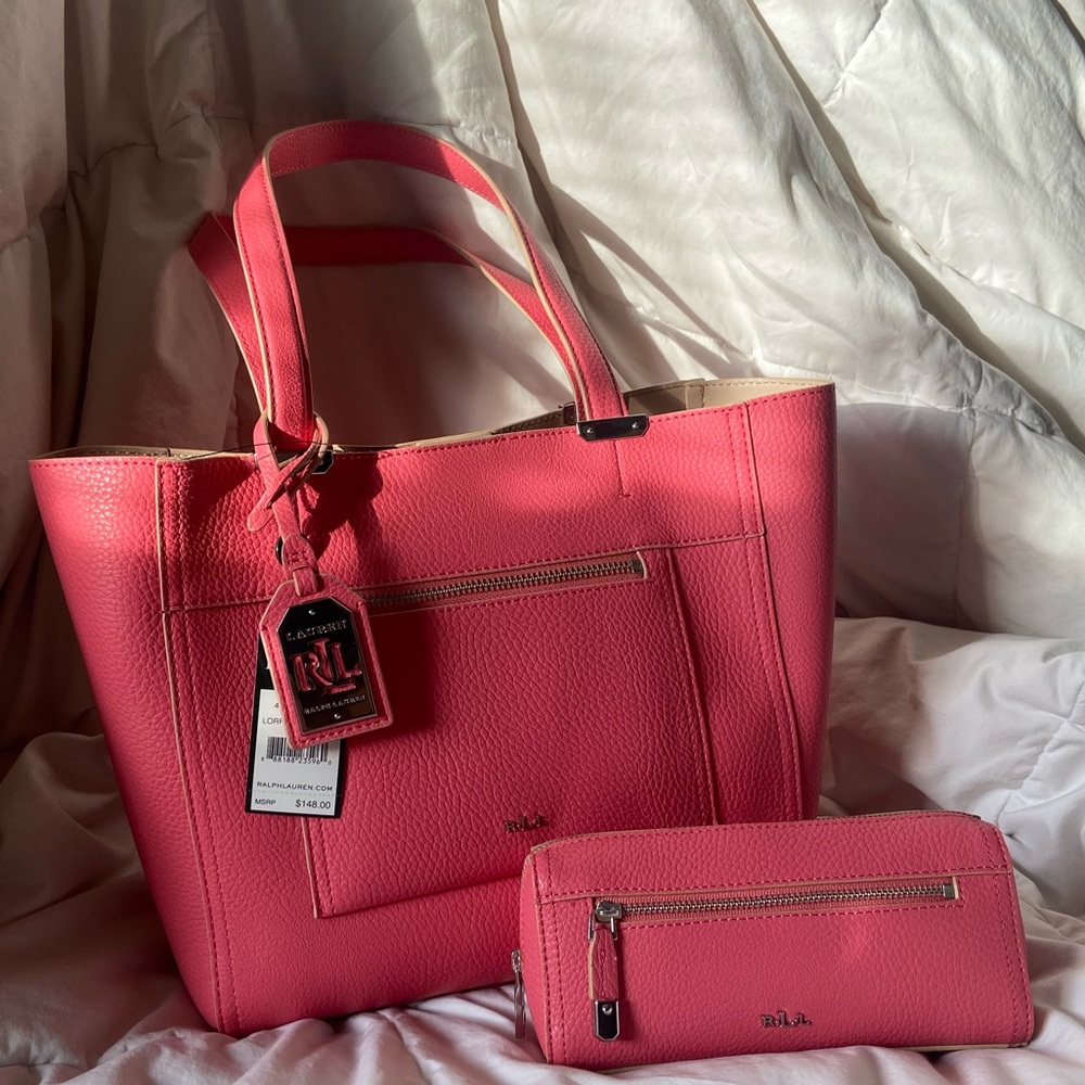 Ralph Lauren Pink Tote and Wallet Set